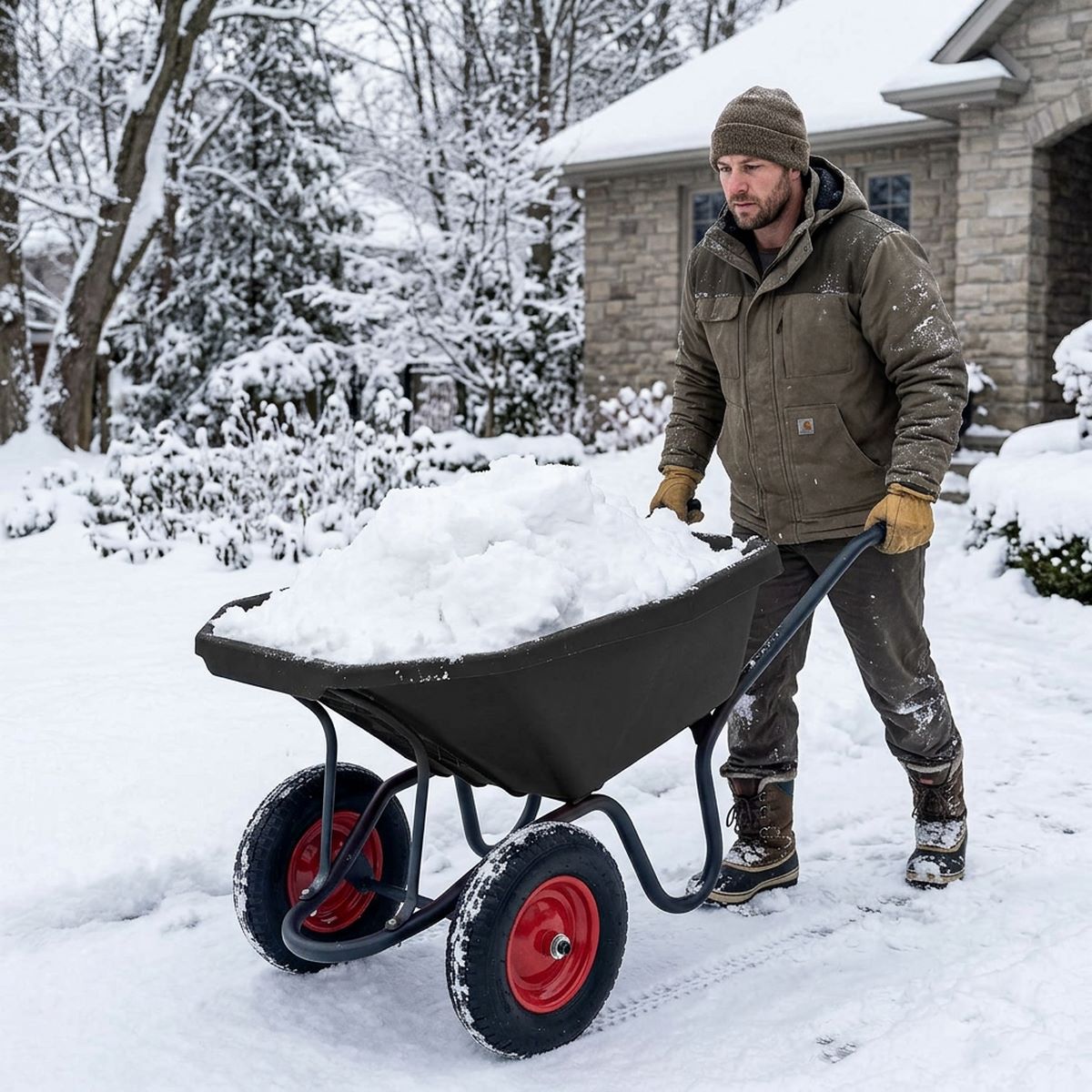 Тачка Вариант-120 л. строительная двухколесная с черным пластиковым кузовом