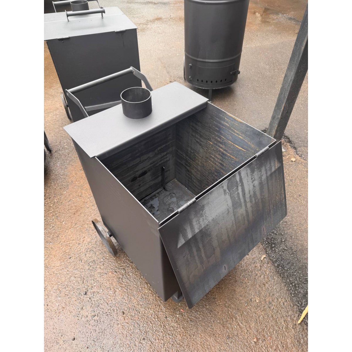 Квадратная бочка для сжигания мусора 150л (гладкая сталь 3мм)