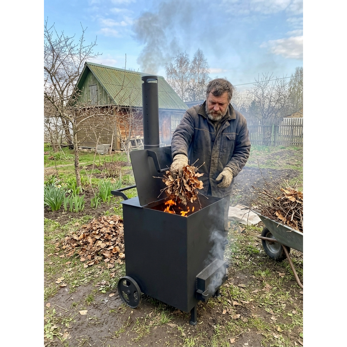 Квадратная бочка для сжигания мусора 150л (гладкая сталь 3мм)