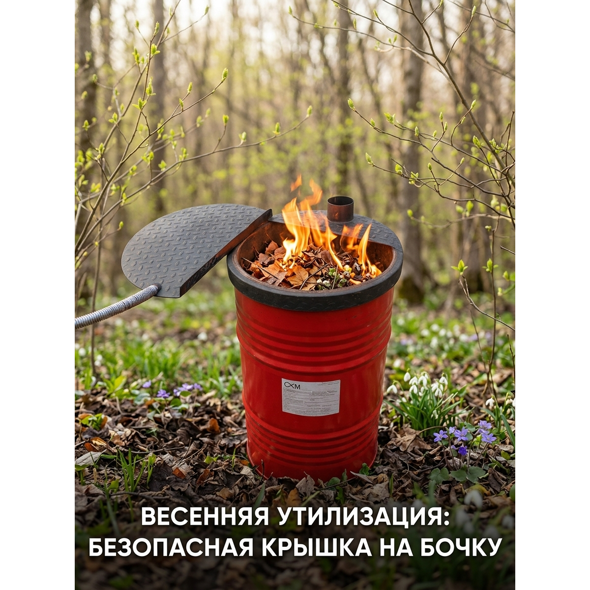Крышка на бочку раздвижная с ручкой пружиной сталь 3 мм