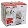 Чайник электрический 1500 Вт, 1,5 л, корпус из фарфора DELTA LUX DE-1012 "Ирисы"