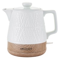 Чайник электрический 1200 Вт, 1 л, корпус из фарфора DELTA LUX DE-1020 белый