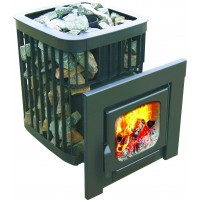 Печь для бани Каменка Мини Панорамная Дверь укороченная топка