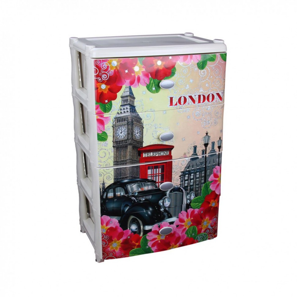 Комод пластиковый.широкий Биг-Бен 4-х секционный М5693