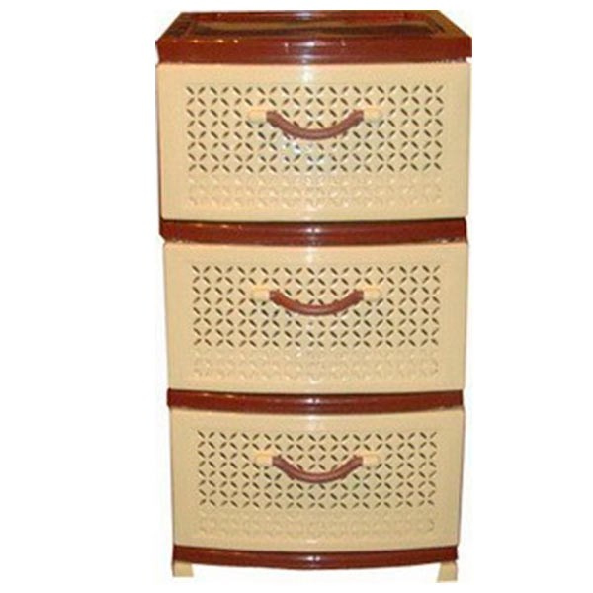 Комод пластиковый, сетка, цвет бежевый, 3 секционный, арт.ОР100-3