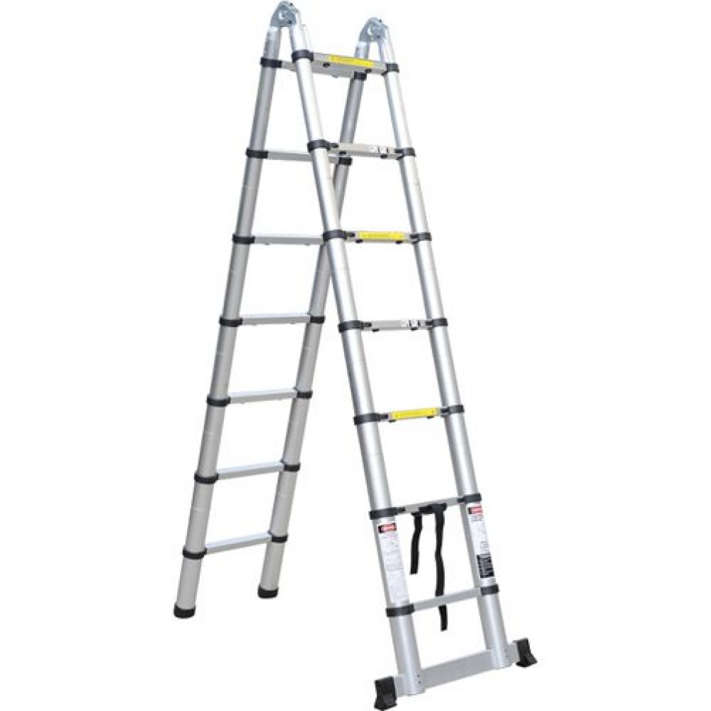 Телескопическая лестница стремянка SevenBerg QH 2x8 ступеней (2,5 м.+2,5 м.)