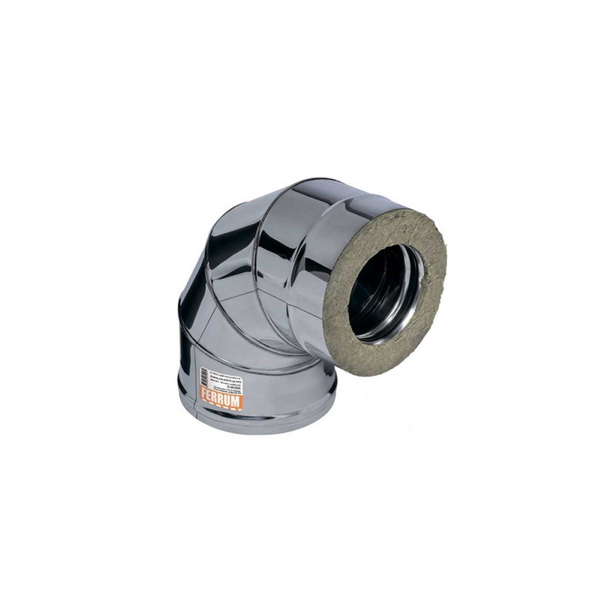 Сэндвич колено угол 90° (430/0,5 мм+нержавейка) Ф115x200  Ferrum из нержавейки