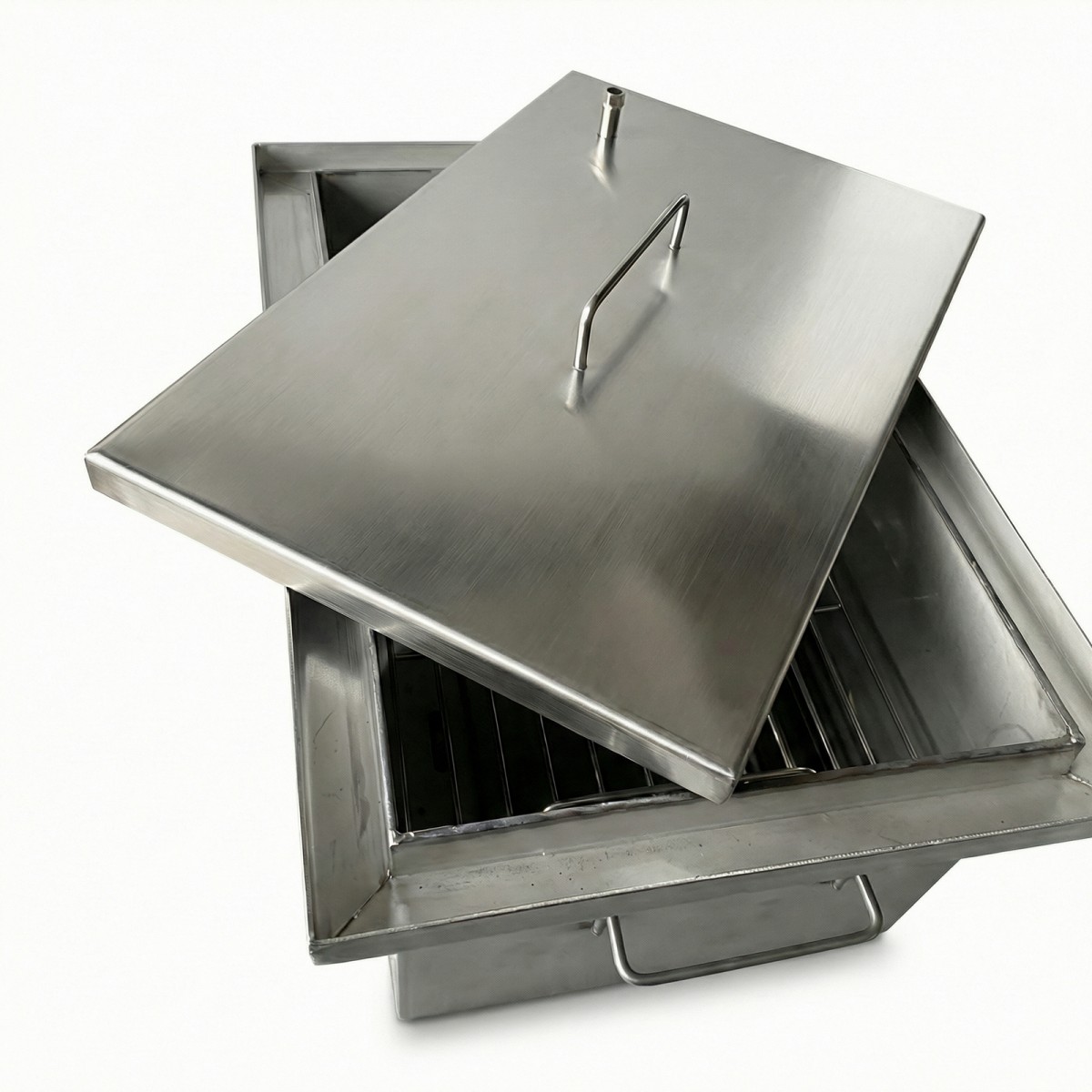 Коптильня Ольховый дым Престиж 450х250х200 (толщина 2 мм сталь 304 не магнит.) с гидрозатвором