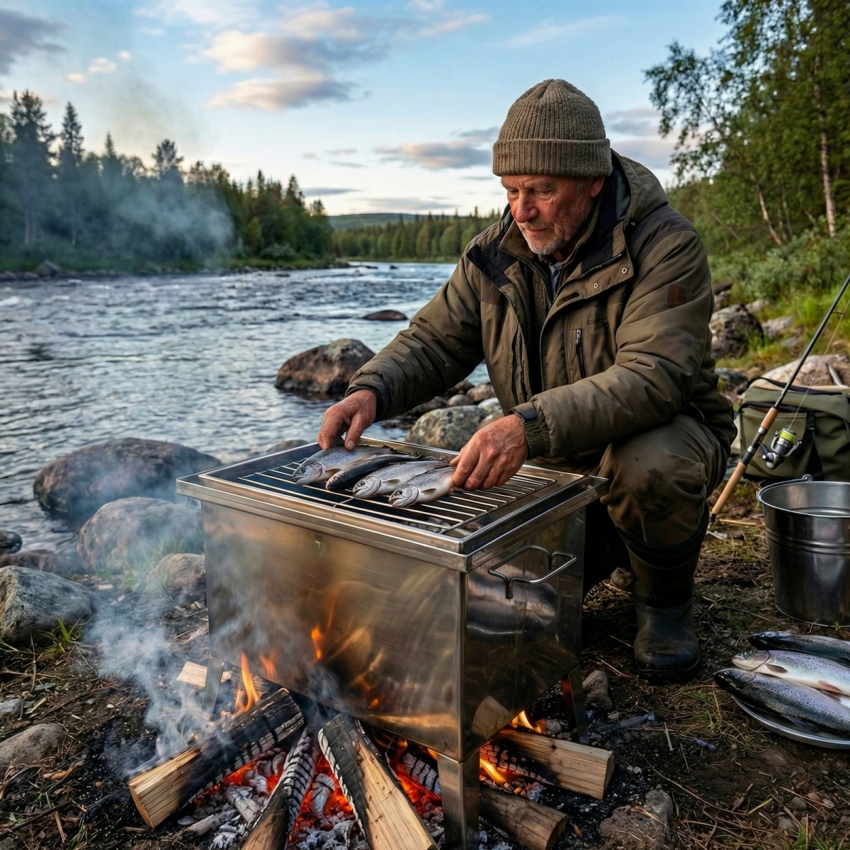 Коптильня Ольховый дым Профи 400х250х200 (толщина 2 мм сталь 430) с гидрозатвором